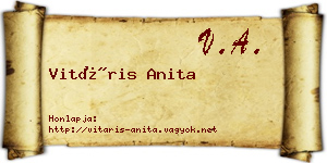 Vitáris Anita névjegykártya